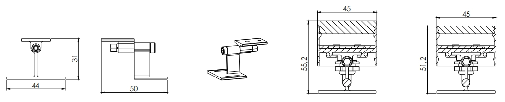 Type 2, AL rotatable bracket ( 2pcs/mtr )