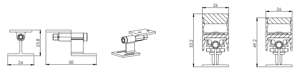 Type 2, AL rotatable bracket ( 2pcs/mtr )
