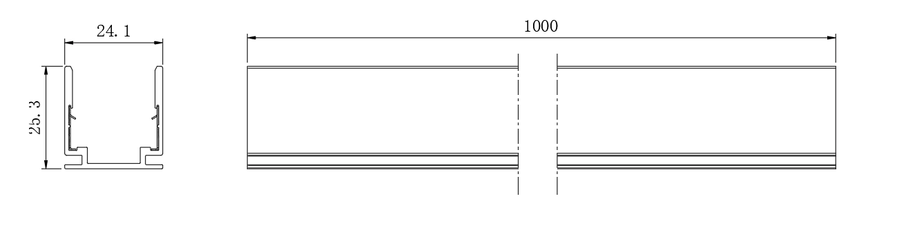 Type 2, 1meter AL EC profile for for outdoor application