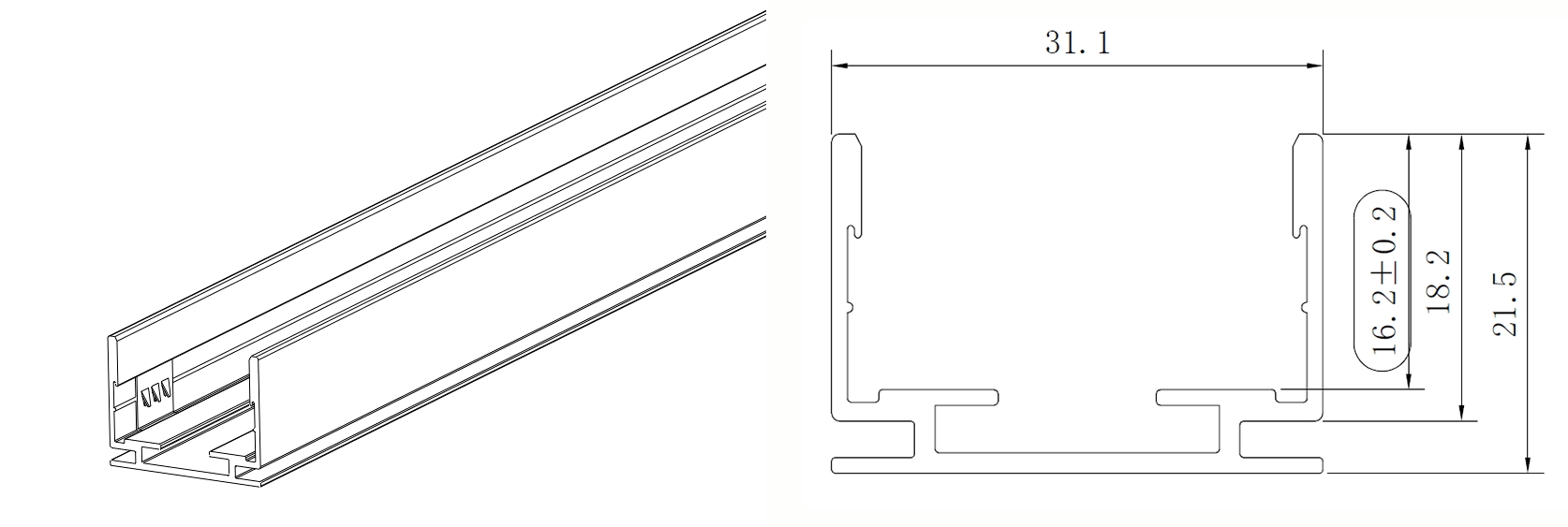 Type 1, AL profile for outdoor application (1meter per pcs, can be cut to certain length needed)