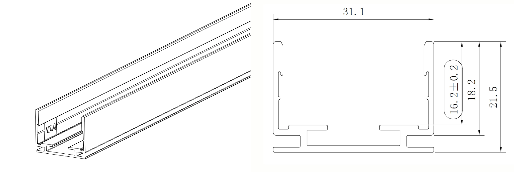 Type 1, AL profile for outdoor application (1meter per pcs, can be cut to certain length needed)