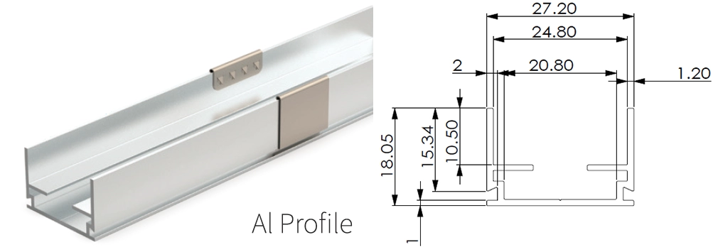 Type 2, AL profile for outdoor application (1meter per pcs, can be cut to certain length needed)