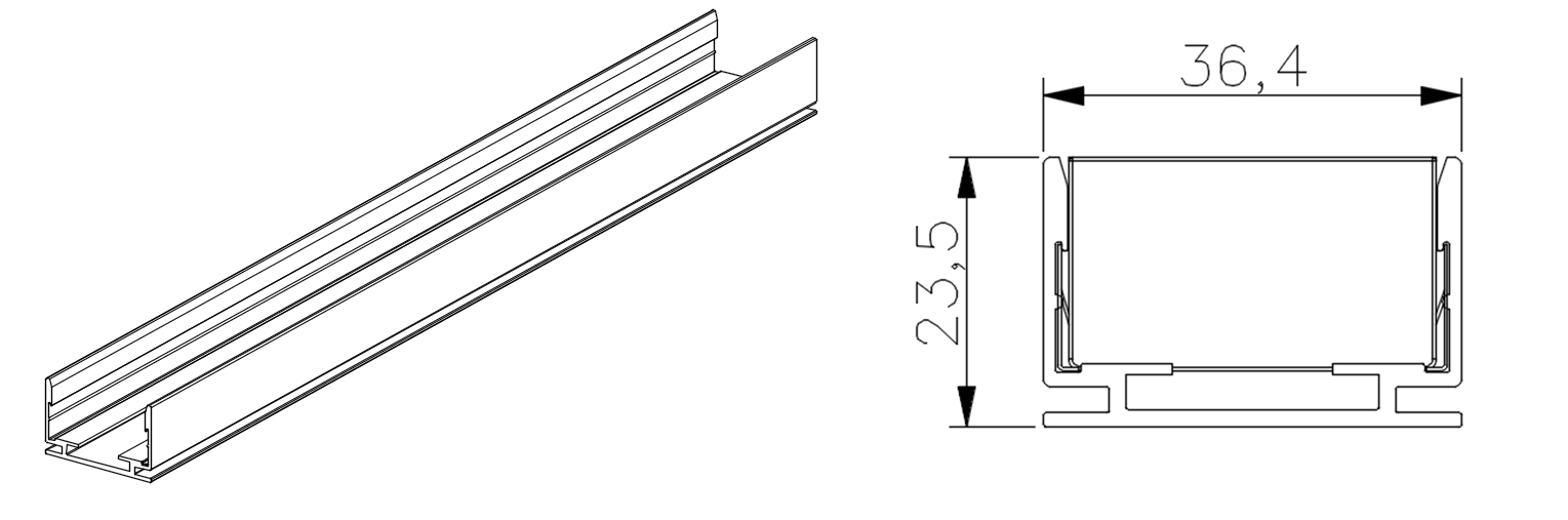 Type 2, AL EC profile for outdoor application (1meter per pcs, can be cut to certain length needed)