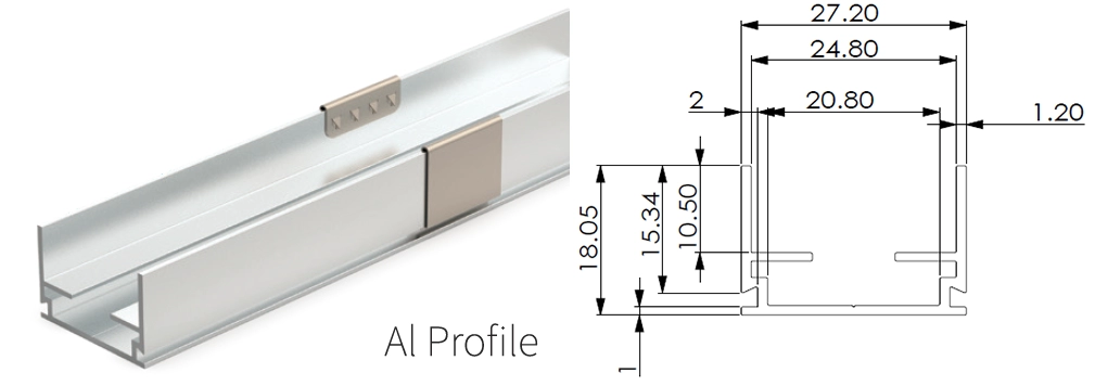 Type 2, AL profile for outdoor application (1meter per pcs, can be cut to certain length needed)
