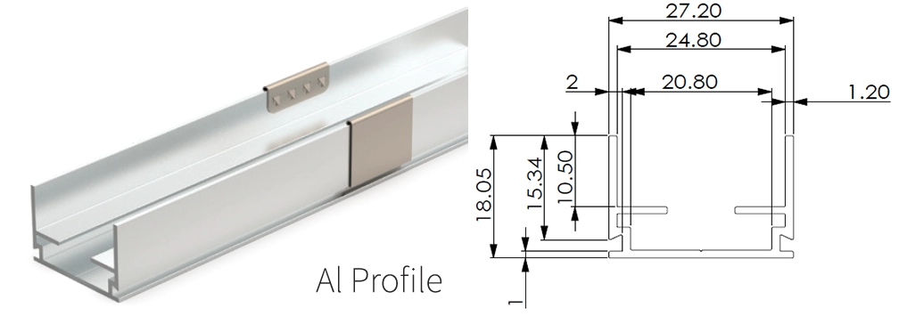 Type 2, AL profile for outdoor application (1meter per pcs, can be cut to certain length needed)
