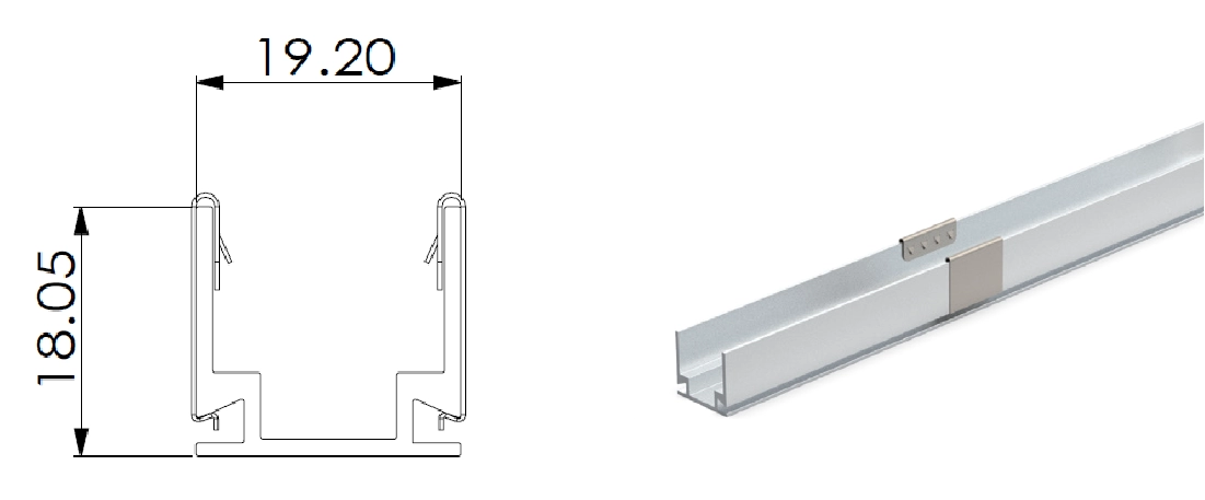 Type 2, AL profile for outdoor application (1meter Al with 10pcs Clips)