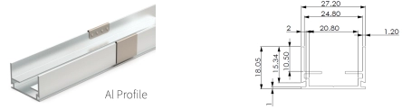 Type 2, AL profile for outdoor application (1meter per pcs, can be cut to certain length needed) 