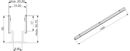 Type 3, AL profile for outdoor application (1meter Al with 10pcs Clips)