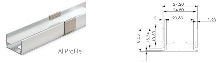 Type 2, AL profile for outdoor application (1meter per pcs, can be cut to certain length needed) 