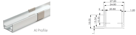 Type 2, AL profile for outdoor application (1meter per pcs, can be cut to certain length needed) 