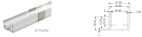 Type 2, AL profile for outdoor application (1meter per pcs, can be cut to certain length needed) 