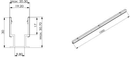 Type 3, AL profile for outdoor application (1meter Al with 10pcs Clips)