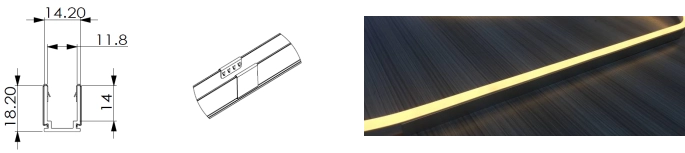 Type 2, AL profile for outdoor application (1meter Al with 6pcs Clips)