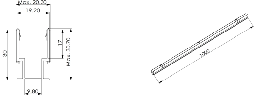 Type 3, AL profile for outdoor application (1meter Al with 10pcs Clips)